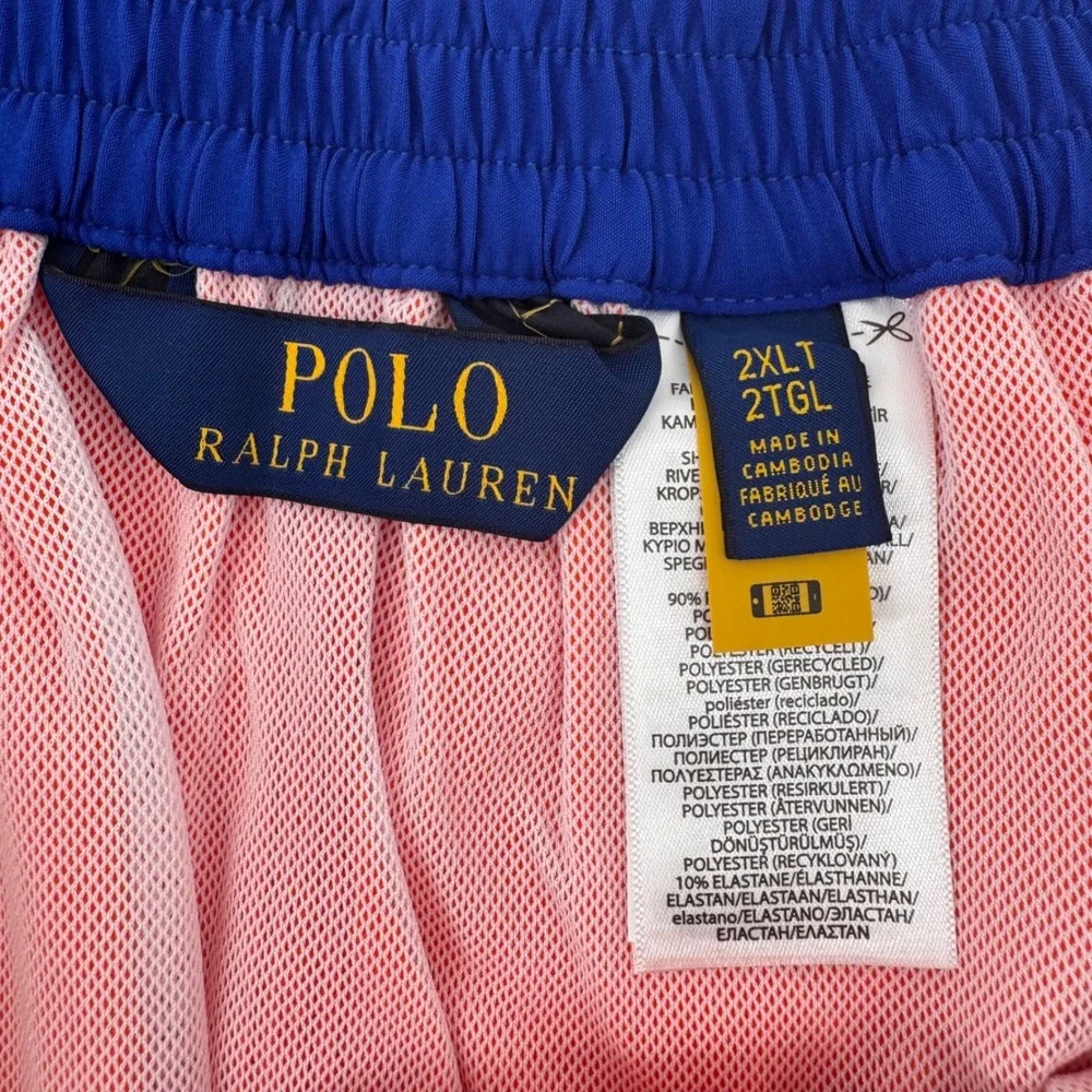 Polo Ralph Lauren Swim Trunks Men 2XLT Orange Cargo Pocket Lace-Up Big & Tall